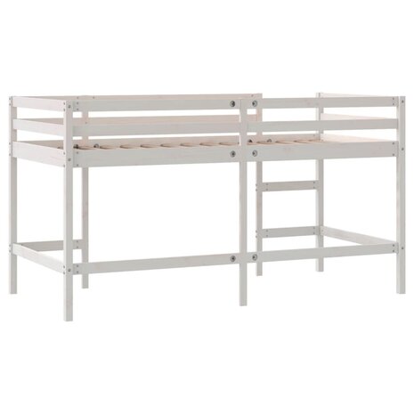 Kinderhoogslaper met ladder 90x200 cm massief grenenhout wit 7
