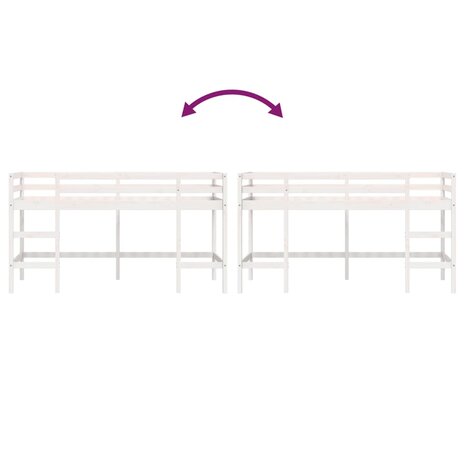 Kinderhoogslaper met ladder 90x200 cm massief grenenhout wit 8