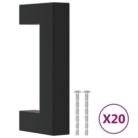 Handvatten 20 st 64 mm roestvrij staal zwart 2