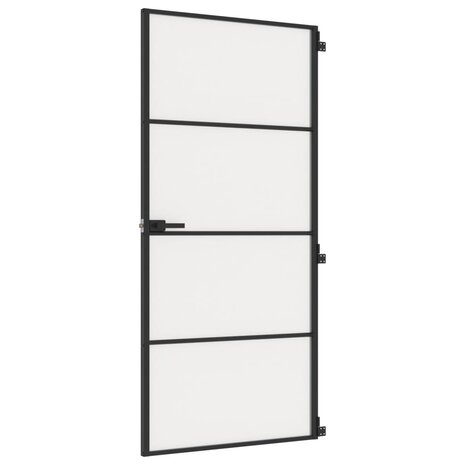 Binnendeur smal 93x201,5 cm gehard glas en aluminium zwart 2