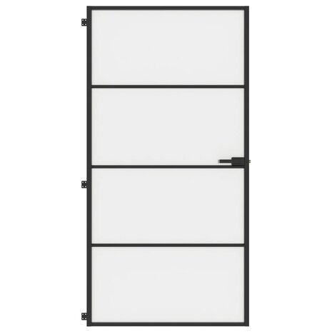 Binnendeur smal 102,5x201,5 cm gehard glas en aluminium zwart 3