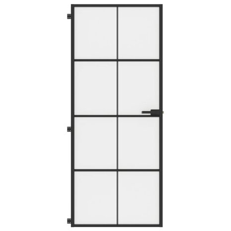 Binnendeur smal 83x201,5 cm gehard glas en aluminium zwart 3