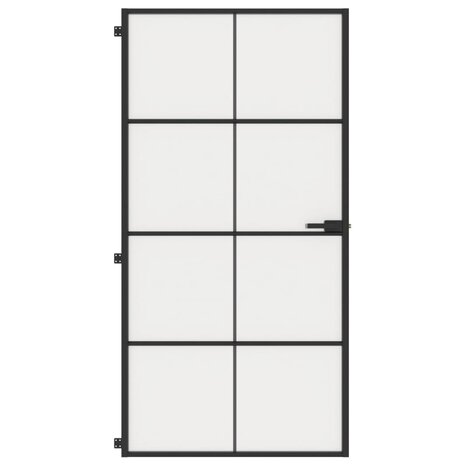Binnendeur smal 102,5x201,5 cm gehard glas en aluminium zwart 3