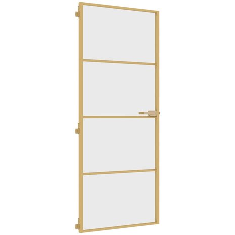 Binnendeur smal 83x201,5 cm gehard glas en aluminium goudkleur 2