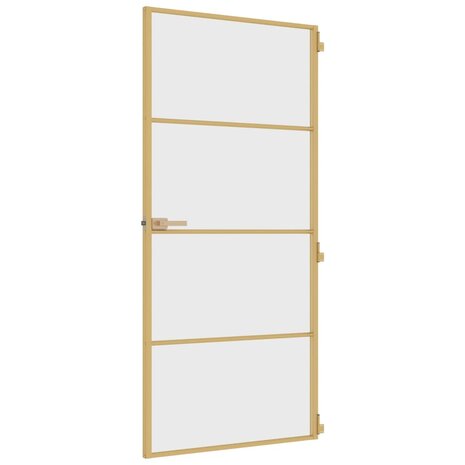Binnendeur smal 93x201,5 cm gehard glas en aluminium goudkleur 5