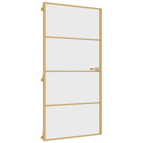 Binnendeur smal 102,5x201,5 cm gehard glas en aluminium goud 2