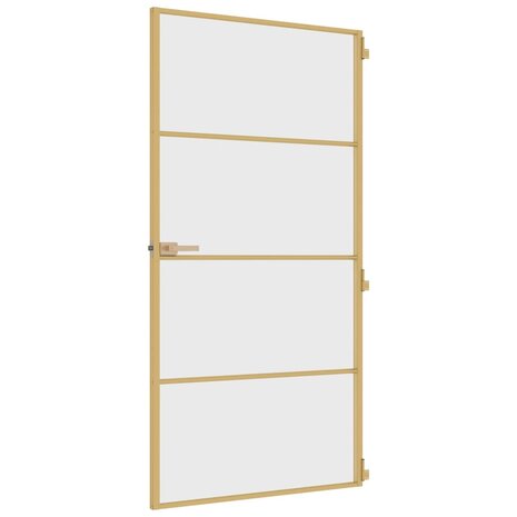 Binnendeur smal 102,5x201,5 cm gehard glas en aluminium goud 5