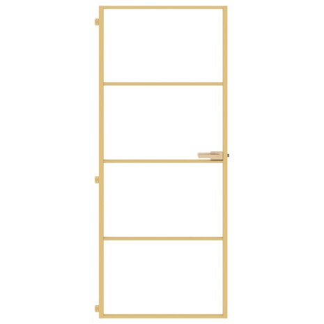 Binnendeur smal 83x201,5 cm gehard glas en aluminium goudkleur 3