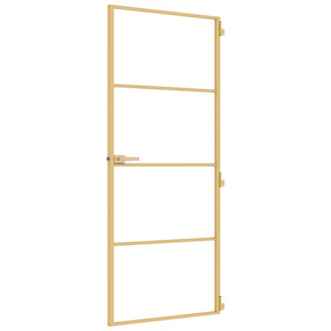 Binnendeur smal 83x201,5 cm gehard glas en aluminium goudkleur 5
