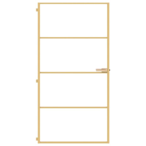 Binnendeur smal 102,5x201,5 cm gehard glas en aluminium goud 3