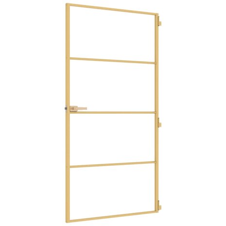 Binnendeur smal 102,5x201,5 cm gehard glas en aluminium goud 5