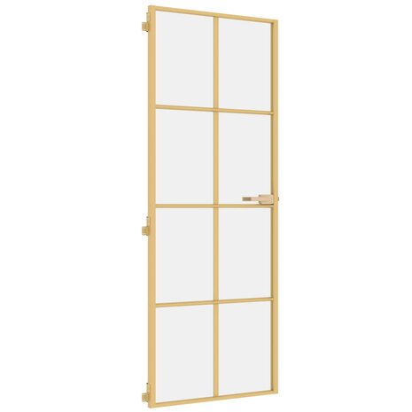 Binnendeur smal 76x201,5 cm gehard glas en aluminium goudkleur 2