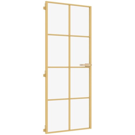 Binnendeur smal 83x201,5 cm gehard glas en aluminium goudkleur 2