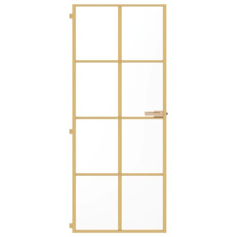 Binnendeur smal 83x201,5 cm gehard glas en aluminium goudkleur 3