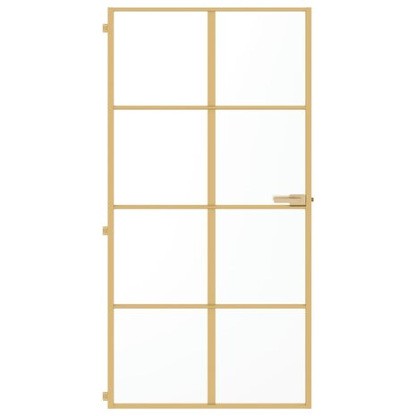 Binnendeur smal 102,5x201,5 cm gehard glas en aluminium goud 3
