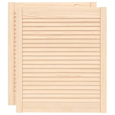 Kastdeuren met lamellen 2 st 69x59,4 cm massief grenenhout 2