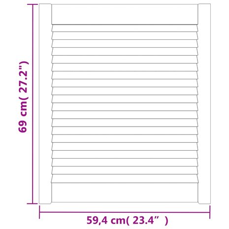 Kastdeuren met lamellen 2 st 69x59,4 cm massief grenenhout 6