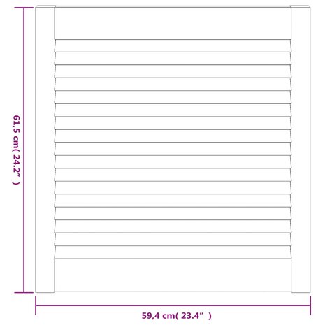 Kastdeuren met lamellen 4 st 61,5x59,4 cm grenenhout wit 6