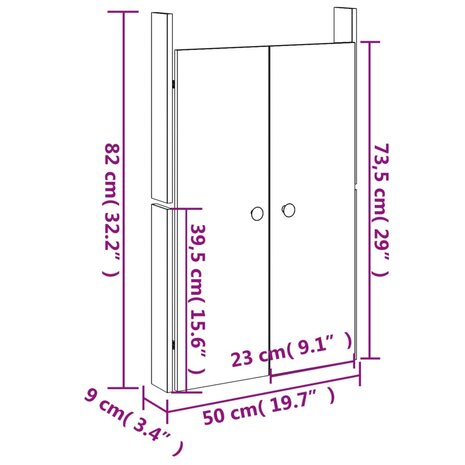 Kastdeurtjes voor buitenkeuken 2 st 50x9x82 cm grenenhout 10