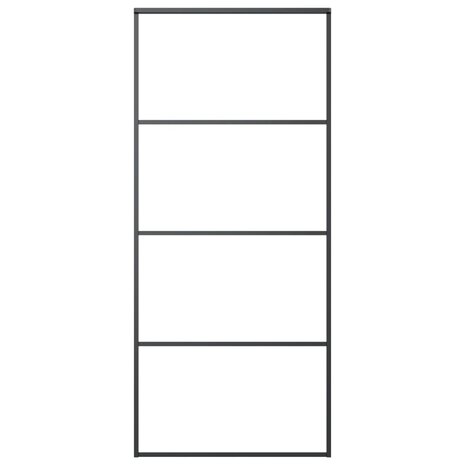Schuifdeur 90x205 cm aluminium en ESG-glas zwart 2
