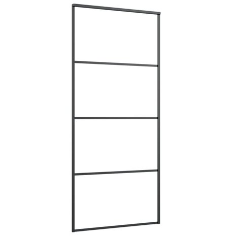 Schuifdeur 90x205 cm aluminium en ESG-glas zwart 3