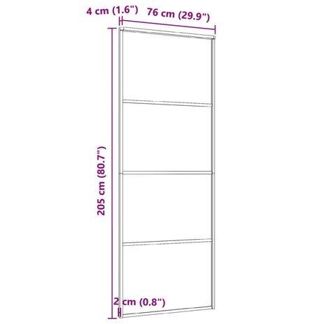 Schuifdeur 76x205 cm mat ESG-glas en aluminium zwart 5