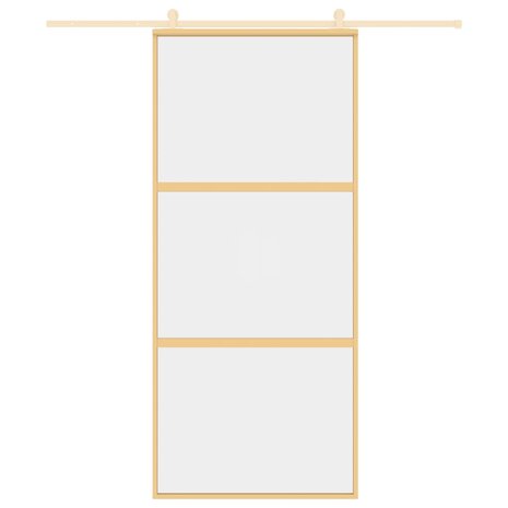 Schuifdeur 90x205 cm helder ESG-glas en aluminium goudkleurig 3