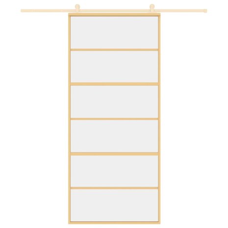 Schuifdeur 90x205 cm helder ESG-glas en aluminium goudkleurig 3