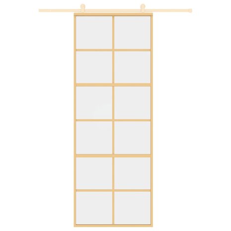 Schuifdeur 76x205 cm helder ESG-glas en aluminium goudkleurig 3