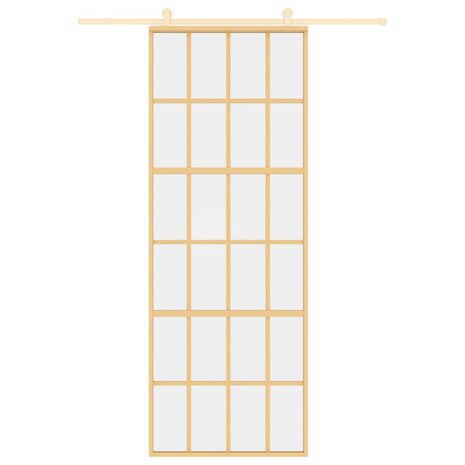 Schuifdeur 76x205 cm helder ESG-glas en aluminium goudkleurig 3