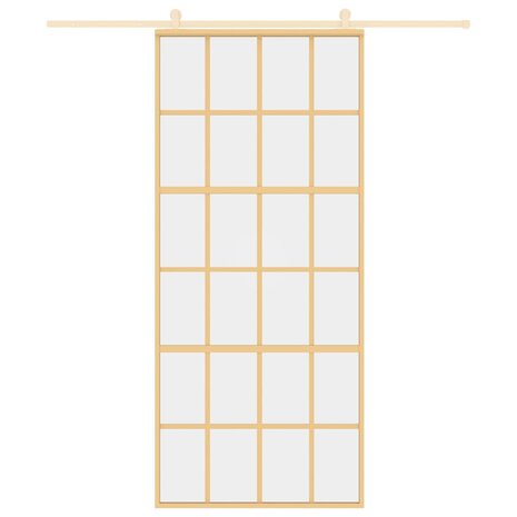Schuifdeur 90x205 cm helder ESG-glas en aluminium goudkleurig 3