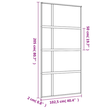 Schuifdeur 102,5x205 cm helder ESG-glas en aluminium goudkleur 8