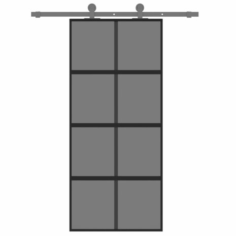Schuifdeur 90x205 cm gehard glas en aluminium zwart 3