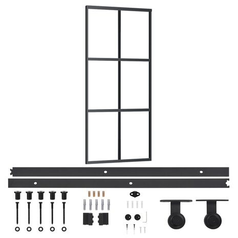 Schuifdeur met beslag 90x205 cm aluminium en ESG-glas 2