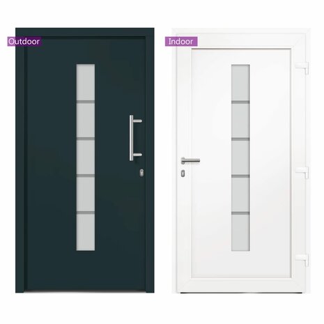 Voordeur 100x210 cm aluminium en PVC antraciet 7
