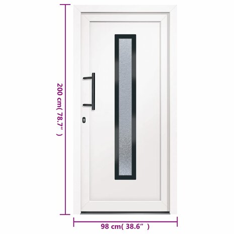 Voordeur 98x200 cm PVC wit 11