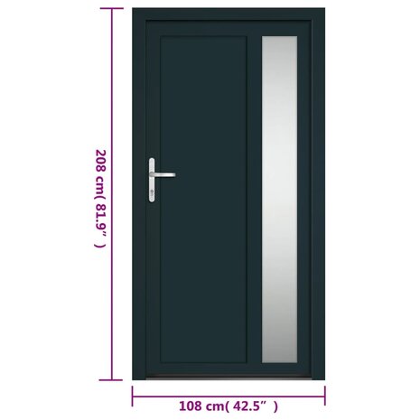 Voordeur 108x208 cm PVC antracietkleurig 11