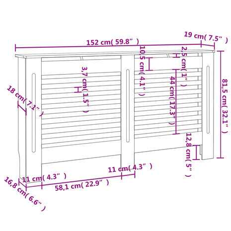 Radiatorombouw 152x19x81,5 cm MDF zwart 8