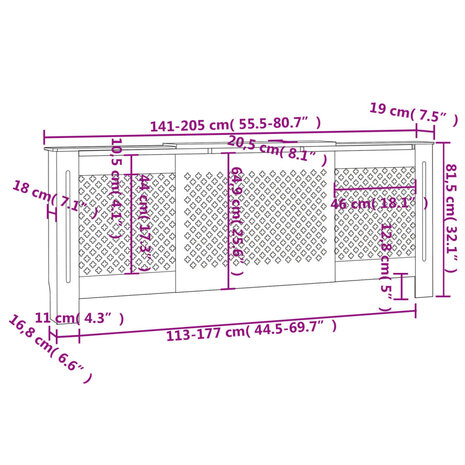 Radiatorombouw 205 cm MDF grijs 8