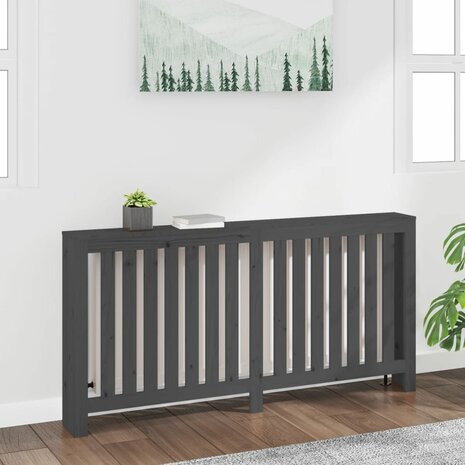 Radiatorombouw 169x19x84 cm massief grenenhout grijs 1