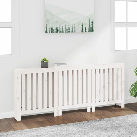 Radiatorombouw 210x21x85 cm massief grenenhout wit 1