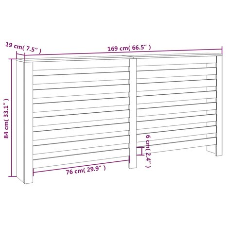 Radiatorombouw 169x19x84 cm massief grenenhout wit 8