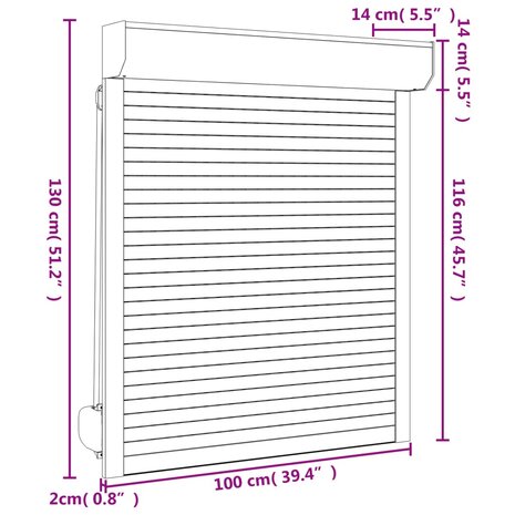 Rolluik 100x130 cm aluminium wit 6
