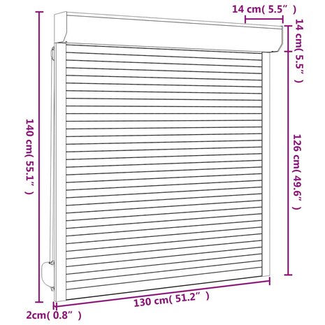 Rolluik 130x140 cm aluminium wit 6