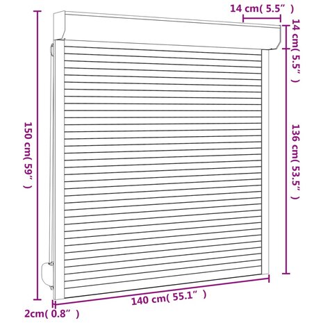 Rolluik 140x150 cm aluminium wit 6