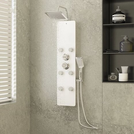Douchepaneel 25x47,5x130 cm glas wit 1