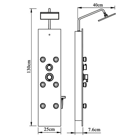 Douchepaneel 25x47,5x130 cm glas wit 10