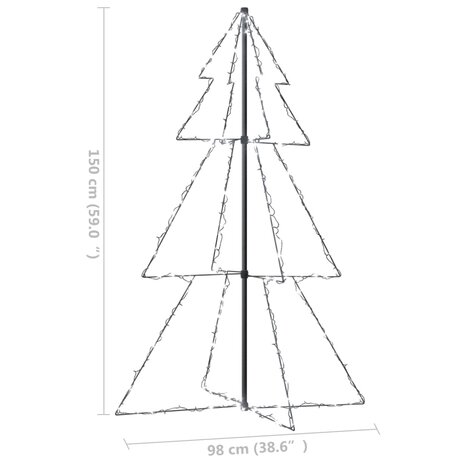 Kegelkerstboom 200 LED&apos;s binnen en buiten 98x150 cm 8