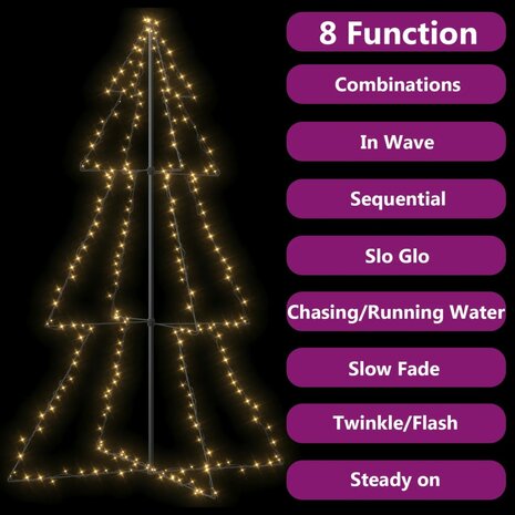 Kegelkerstboom 240 LED&apos;s binnen en buiten 118x150 cm 4