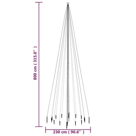 Kerstboom met grondpin 1134 LED&apos;s blauw 800 cm 10